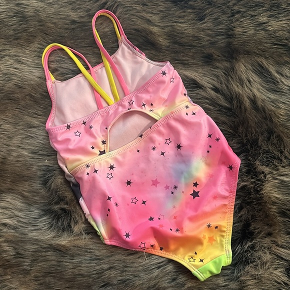 Girls 4/5 wonder nation 1 piece swim suit unicorn rainbow with sequins - Picture 2 of 3